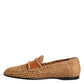 Dolce & Gabbana Brown Woven Raffia Slip On Loafers Shoes