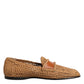 Dolce & Gabbana Brown Woven Raffia Slip On Loafers Shoes