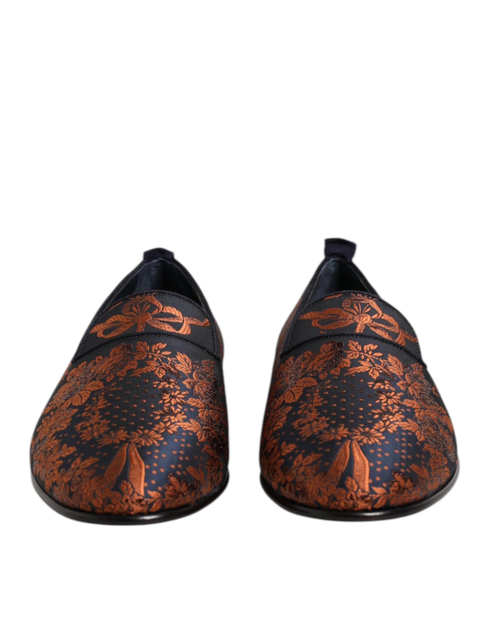 Dolce & Gabbana Black Jacquard Polyester Slip On Loafers Shoes