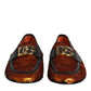 Dolce & Gabbana Orange Sequin Embellished Men Loafers Shoes