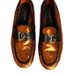 Dolce & Gabbana Orange Sequin Embellished Men Loafers Shoes