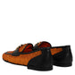 Dolce & Gabbana Orange Sequin Embellished Men Loafers Shoes