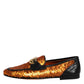 Dolce & Gabbana Orange Sequin Embellished Men Loafers Shoes