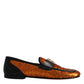 Dolce & Gabbana Orange Sequin Embellished Men Loafers Shoes
