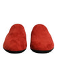 Dolce & Gabbana Orange Suede Slides Flat Slipper Shoes