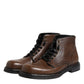Dolce & Gabbana Brown Leather Lace Up Men Ankle Boots Shoes