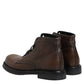Dolce & Gabbana Brown Leather Lace Up Men Ankle Boots Shoes