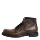 Dolce & Gabbana Brown Leather Lace Up Men Ankle Boots Shoes