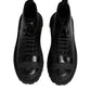 Dolce & Gabbana Black Leather Lace Up Mid Calf Boots Shoes