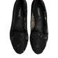 Dolce & Gabbana Black Taormina Lace Slip On Flats Shoes