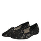 Dolce & Gabbana Black Taormina Lace Slip On Flats Shoes