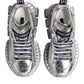 Dolce & Gabbana Silver Leather Super Queen Sneakers Shoes