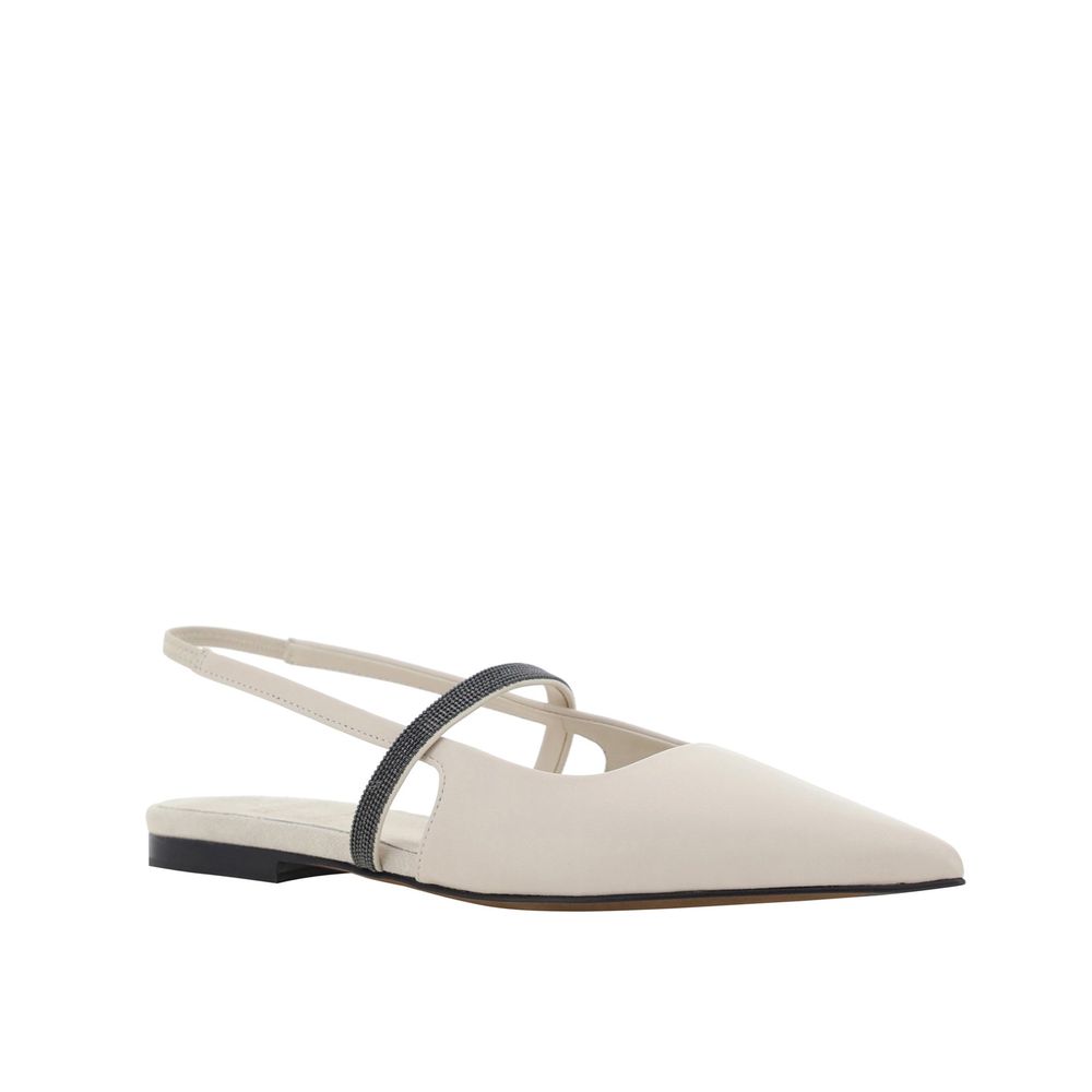 Brunello Cucinelli White Calfskin Ballet Flats