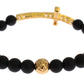 Chic Matte Onyx Bead & CZ Diamond Cross Bracelet