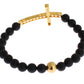 Chic Matte Onyx Bead & CZ Diamond Cross Bracelet