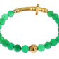 Elegante bracciale con perline di giada verde e placcato oro