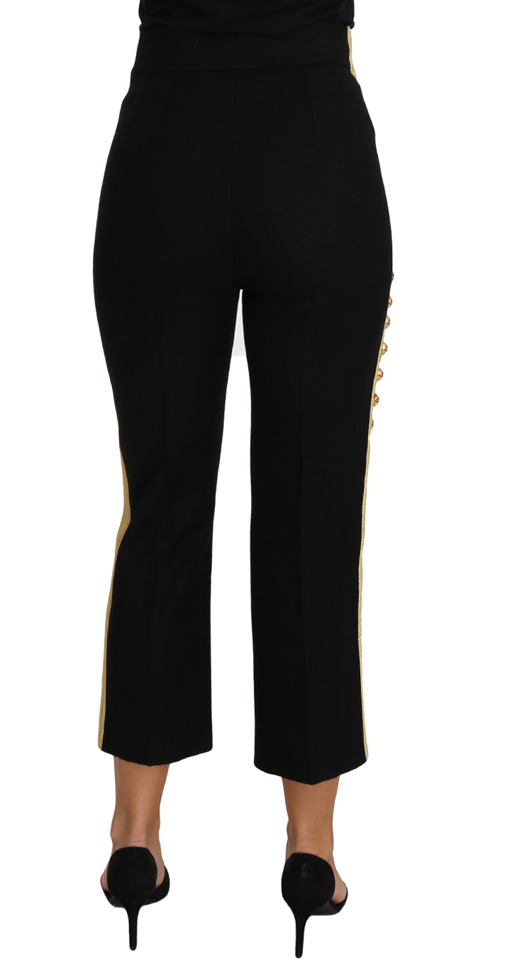 Elegante schwarze Hose mit Militärverzierung