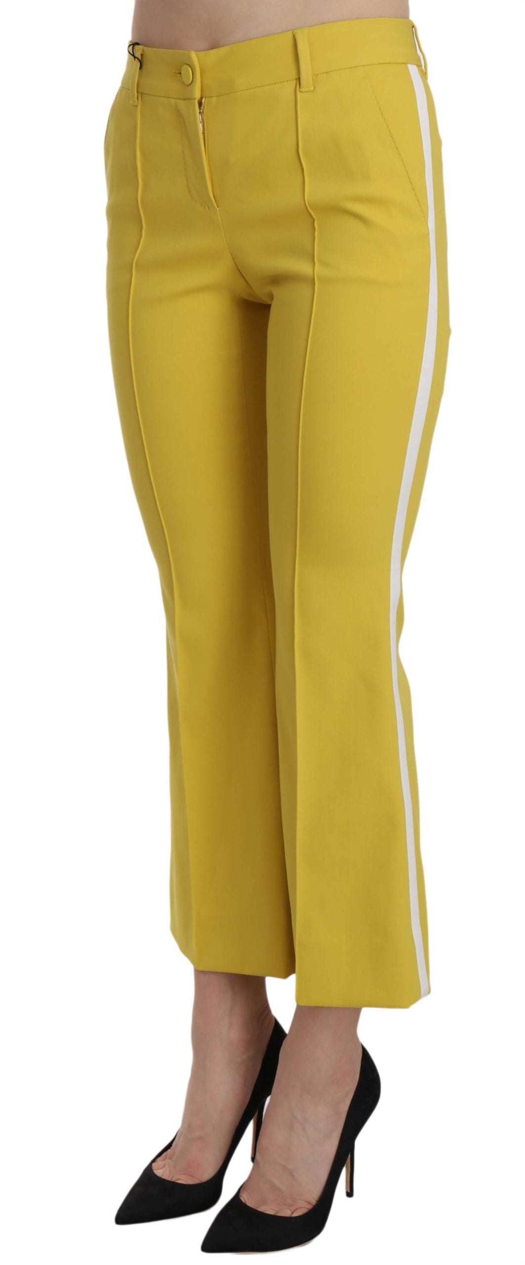 Pantaloni a zampa gialli chic per serate eleganti