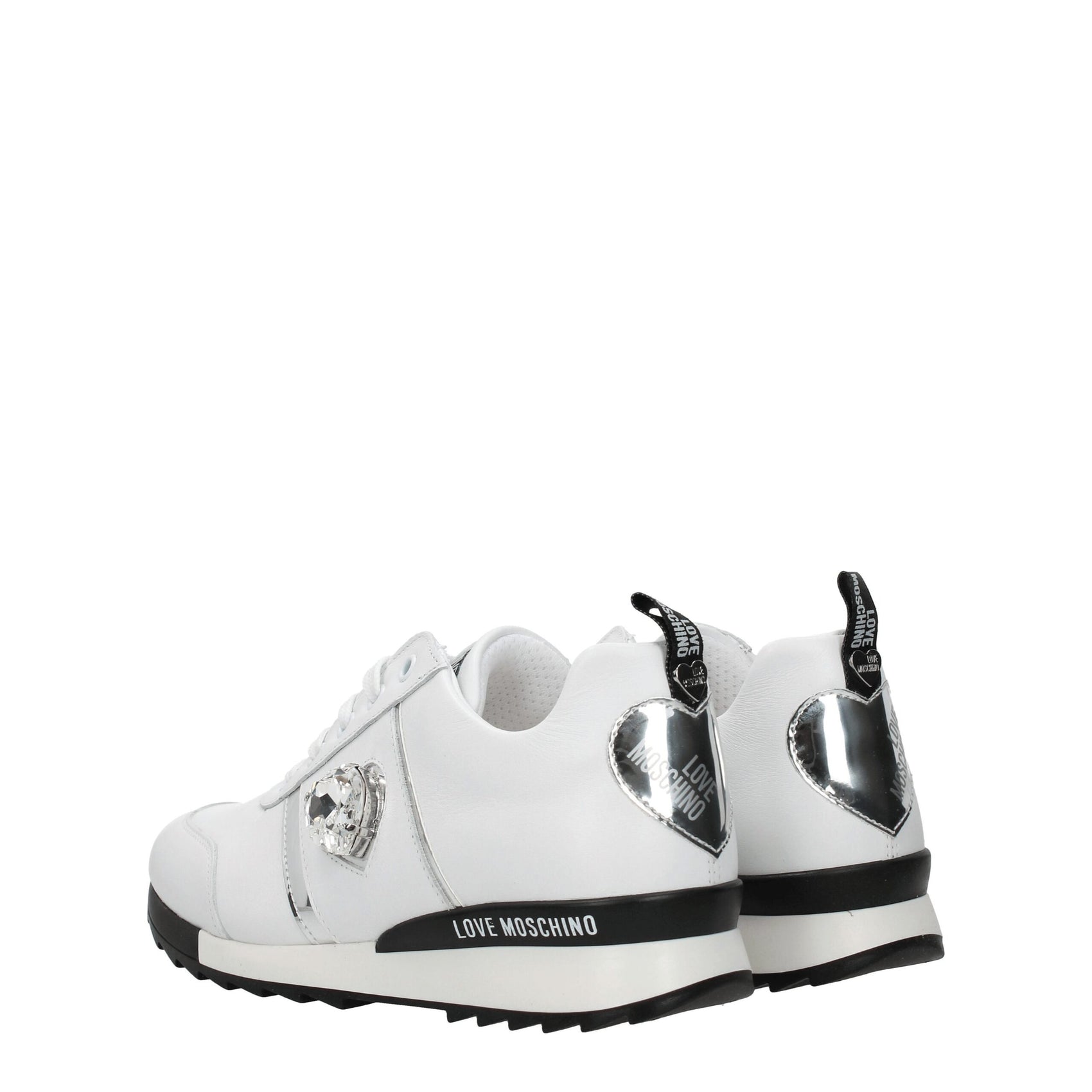 Love Moschino White Leather Low Tops