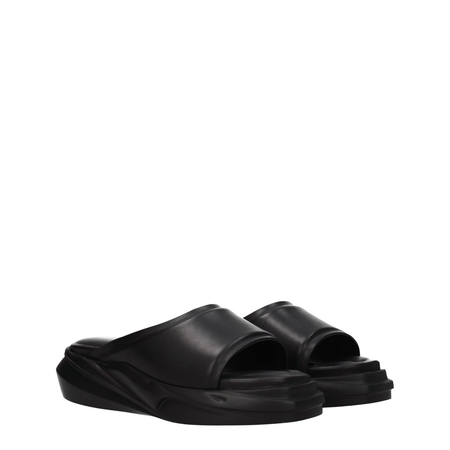 Alyx Black Leather Slippers
