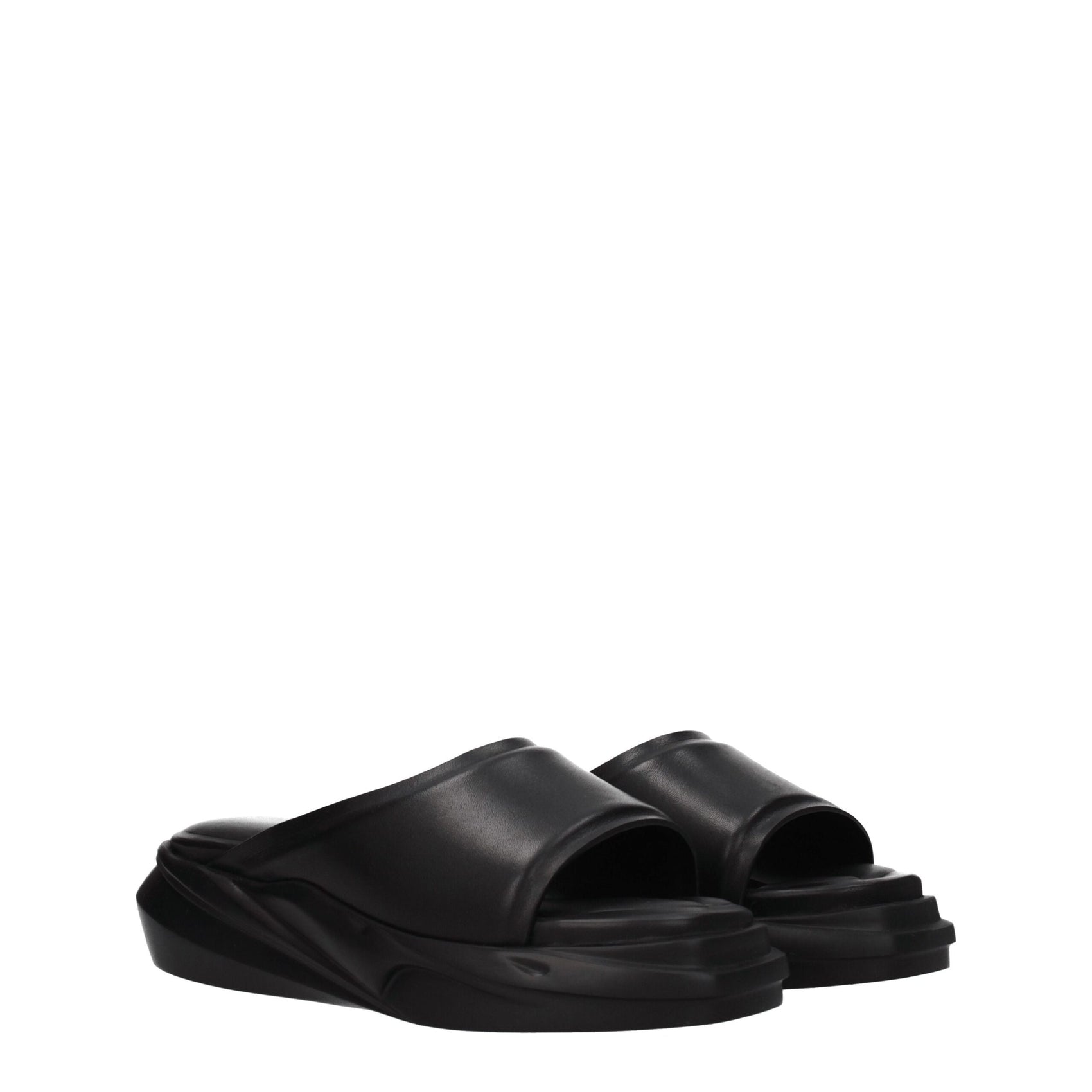 Alyx Black Leather Slippers
