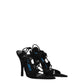 The Attico Black Leather Stiletto Heels Sandals