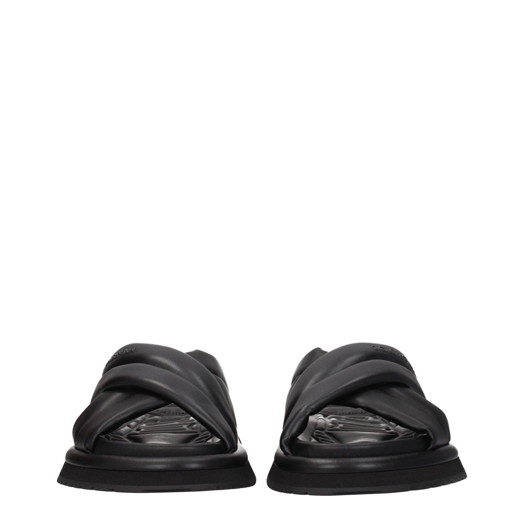 Dolce & Gabbana Black Leather Slippers