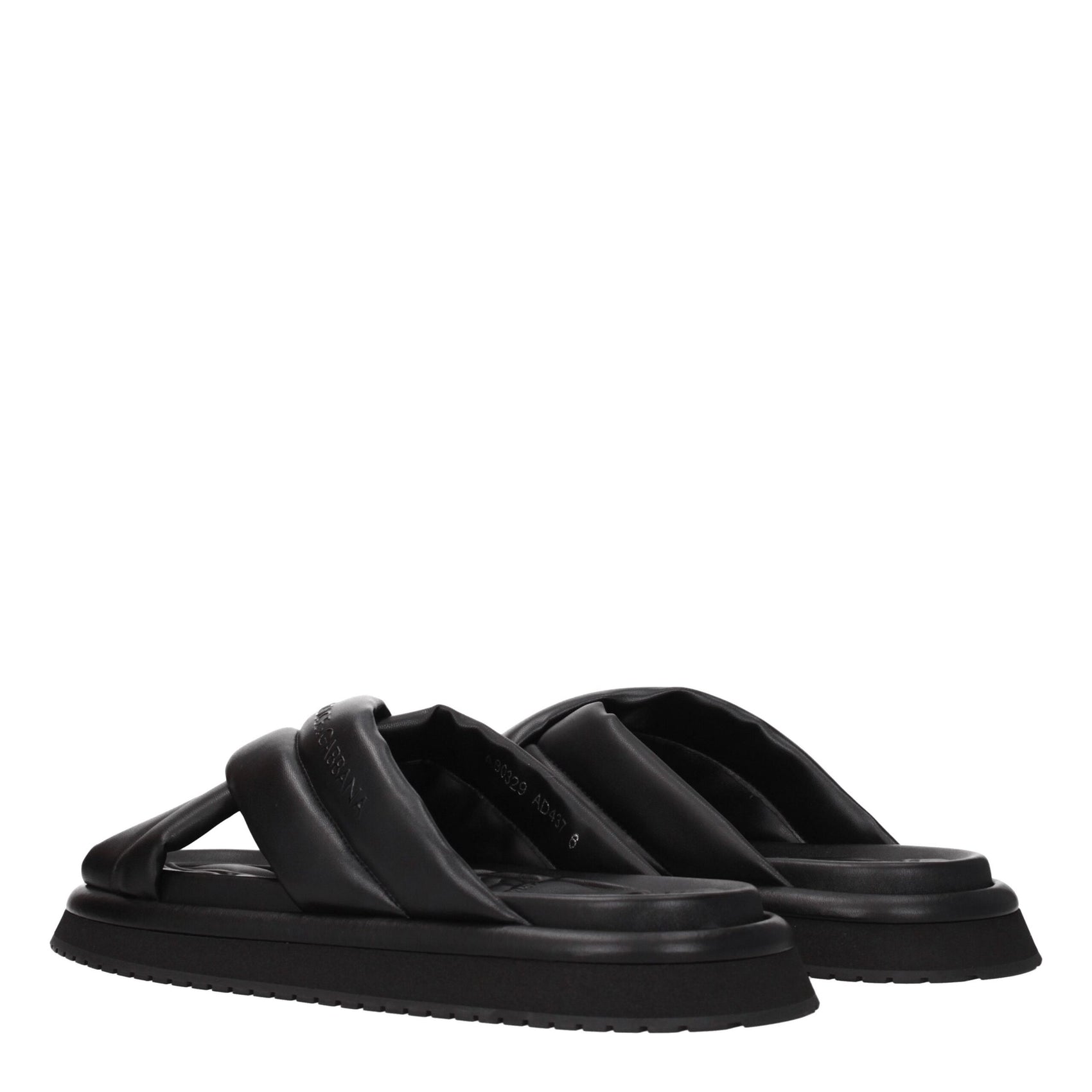 Dolce & Gabbana Black Leather Slippers