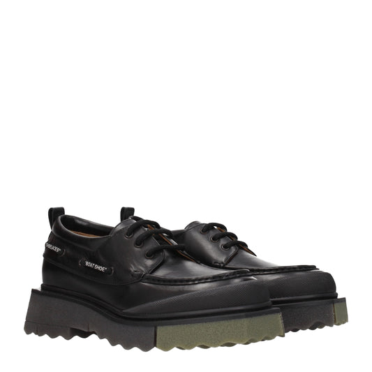 Off-White Black Leather Slip-On Loafers