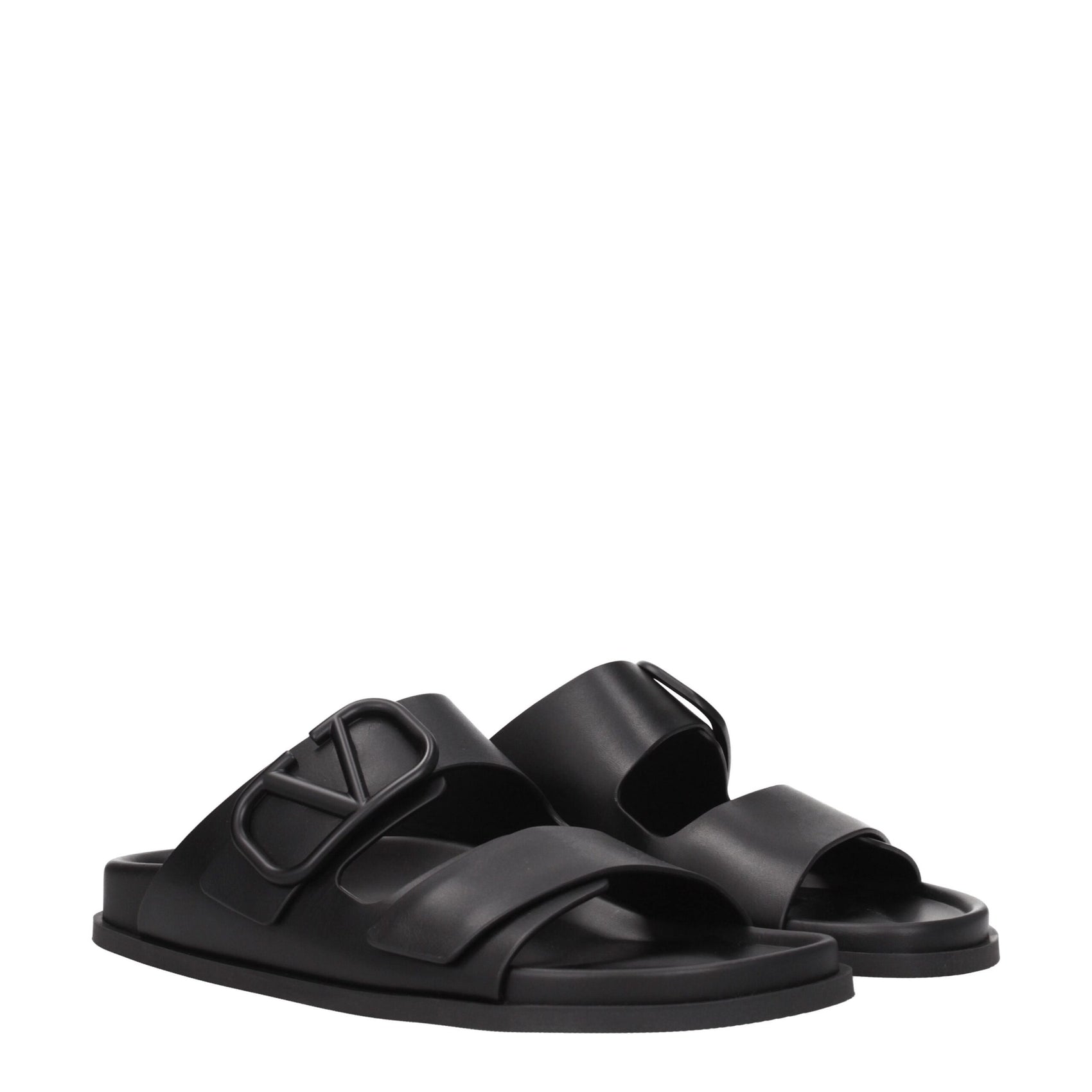 Valentino Garavani Black Leather Slippers