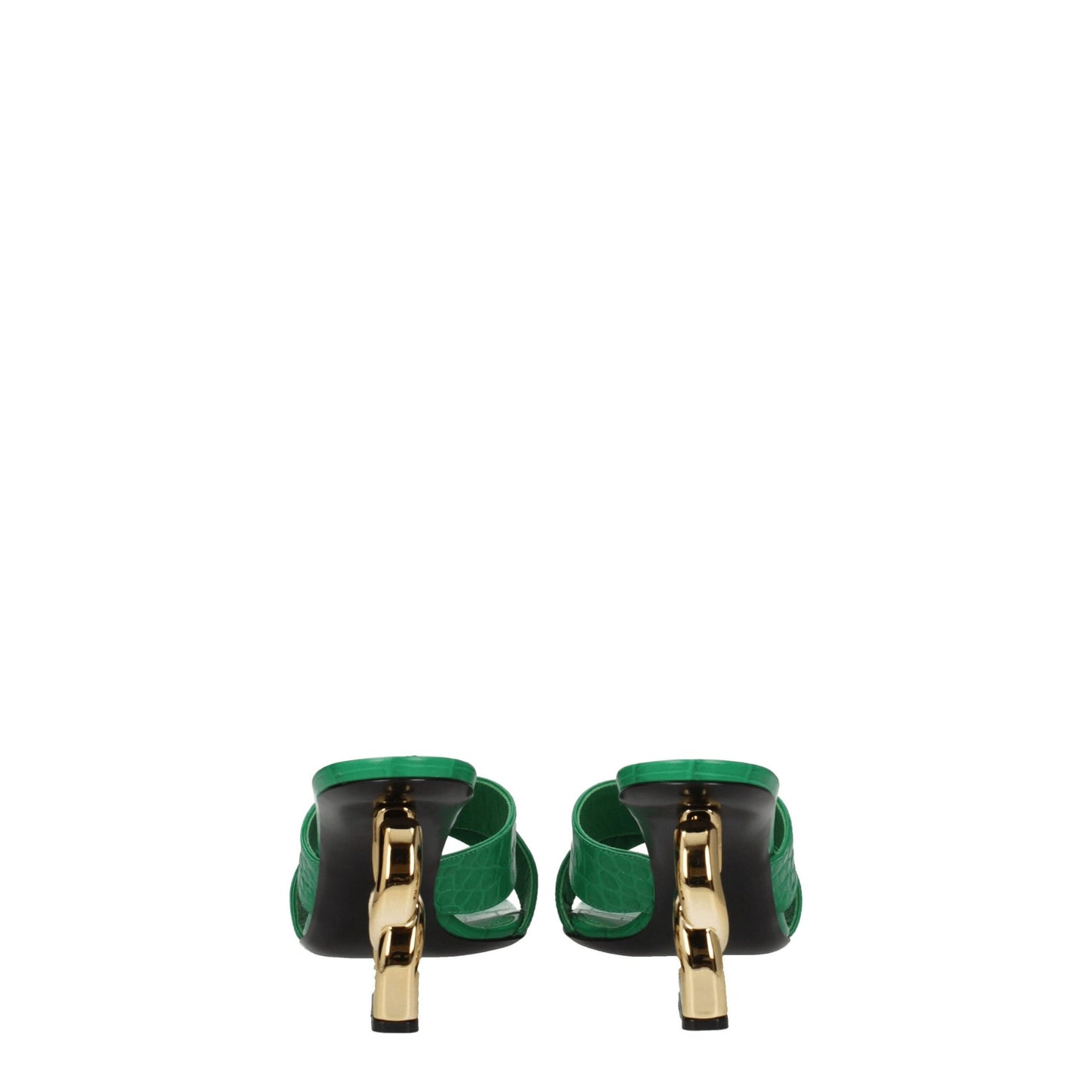 Dolce & Gabbana Green Leather Flat Sandals