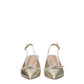 Stuart Weitzman Gold Leather Stiletto Heels Sandals