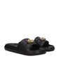 Versace Black Leather Slippers