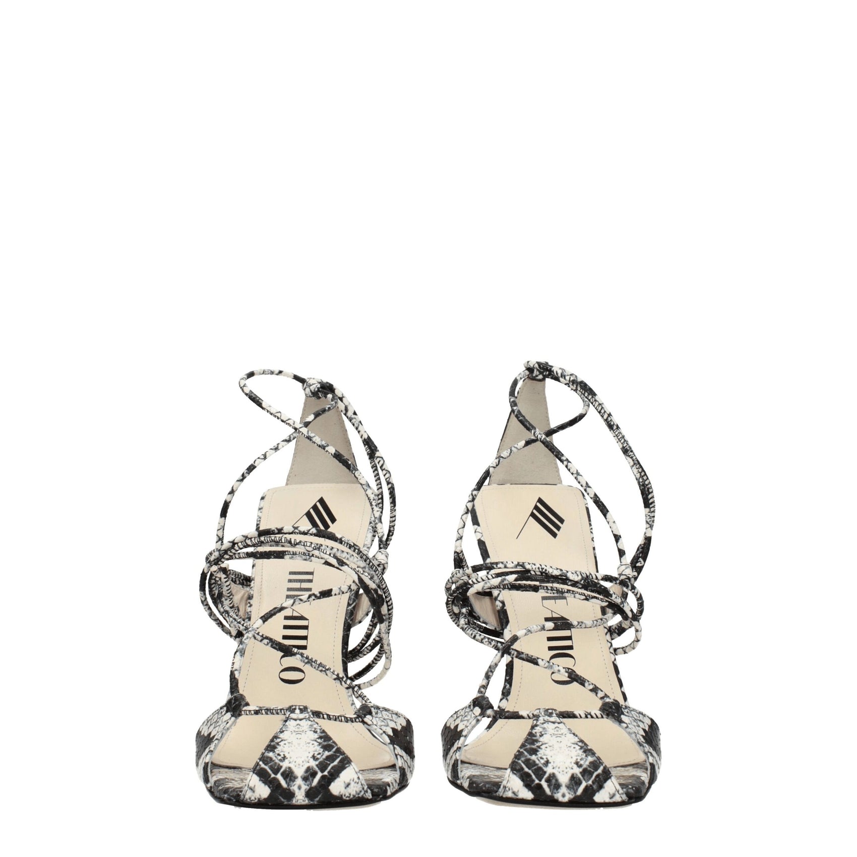 The Attico White Leather Stiletto Heel Sandals