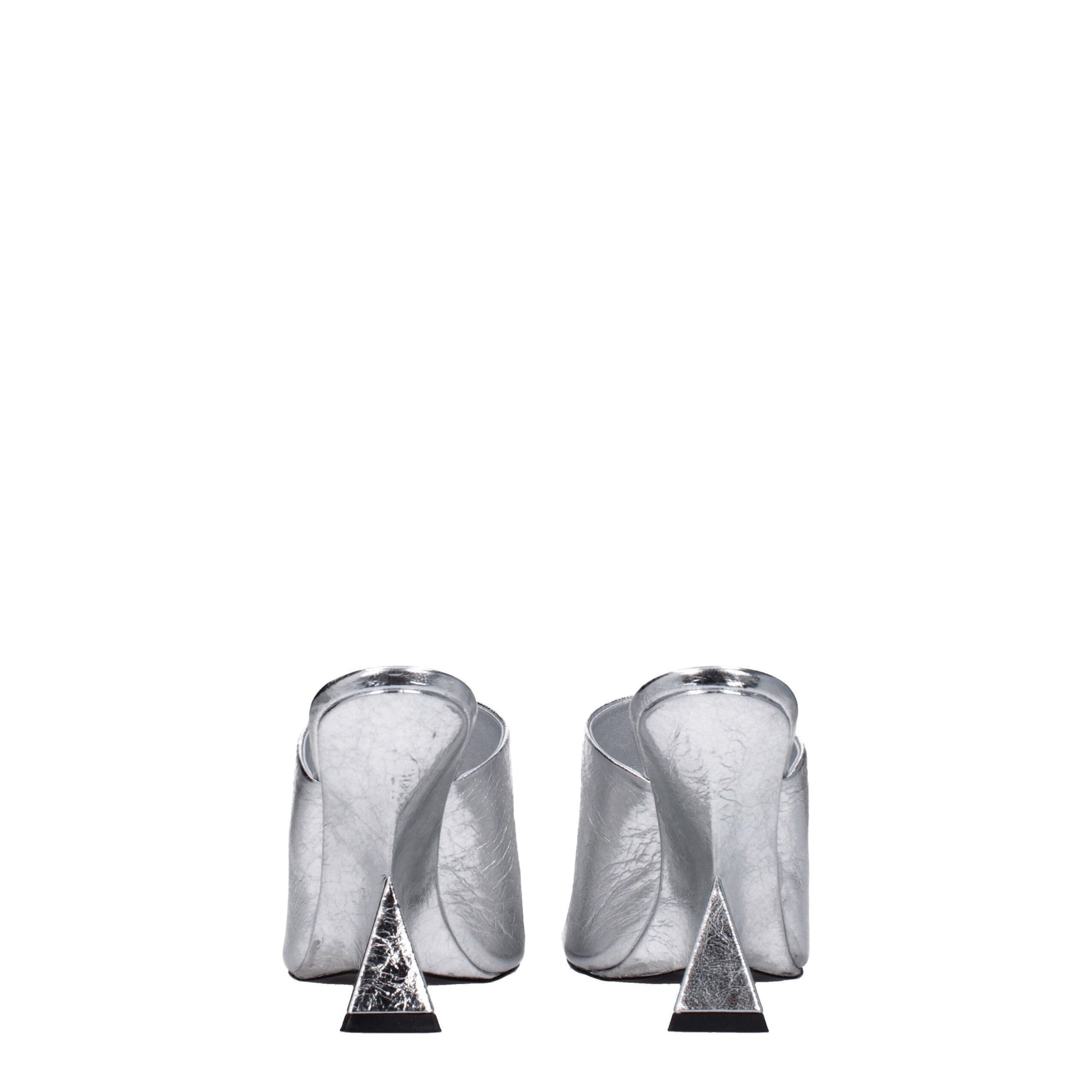 The Attico Gray Leather Platform Sandals