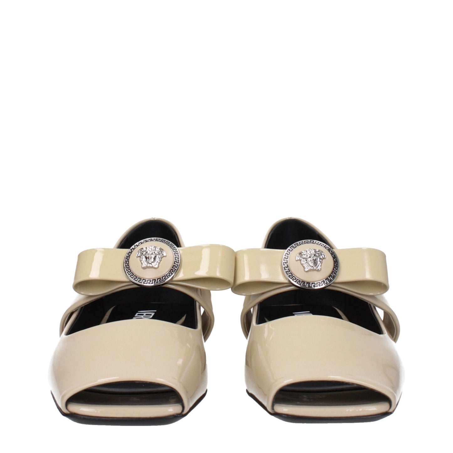 Versace Beige Leather Ballet Flats