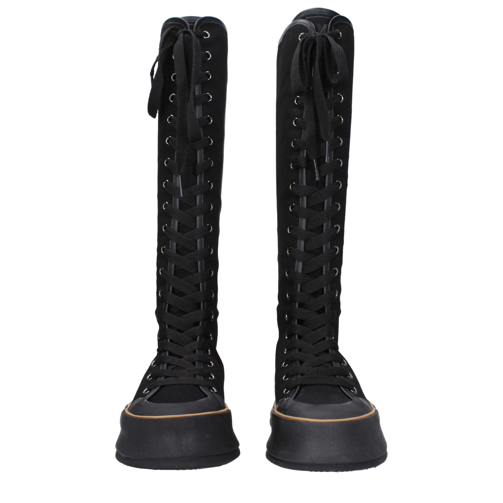 Max Mara Black Fabric Lace-Up Boots