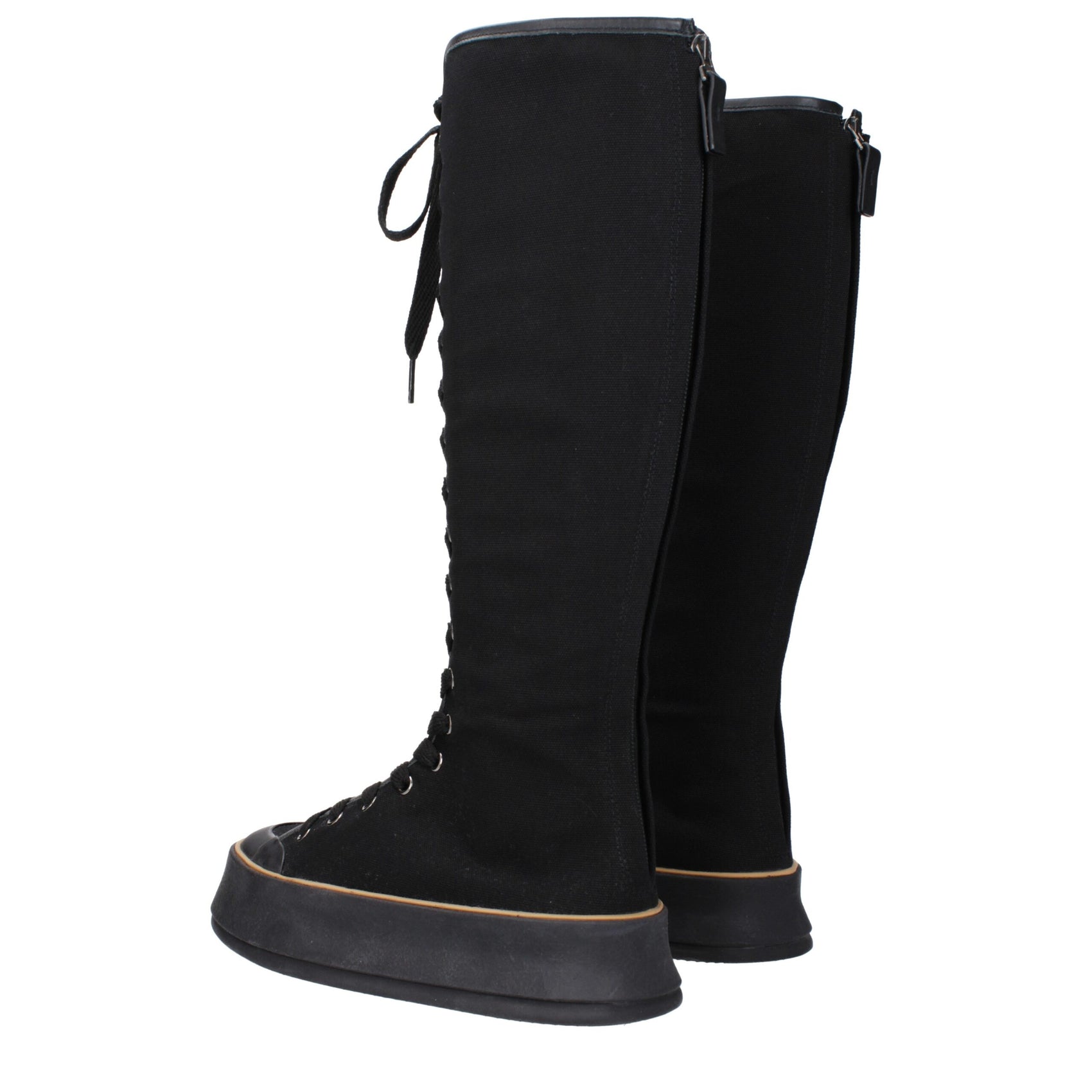 Max Mara Black Fabric Lace-Up Boots