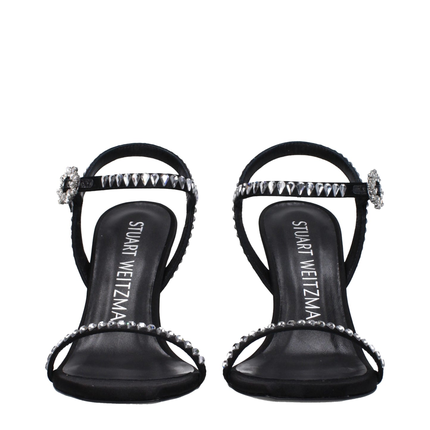 Stuart Weitzman Black Satin Stiletto Heels Sandals