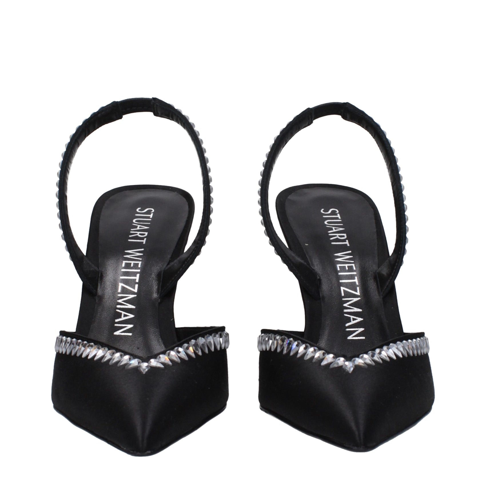 Stuart Weitzman Black Satin Stiletto Heel Sandals