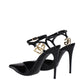 Dolce & Gabbana Black Leather Stiletto Heel Sandals