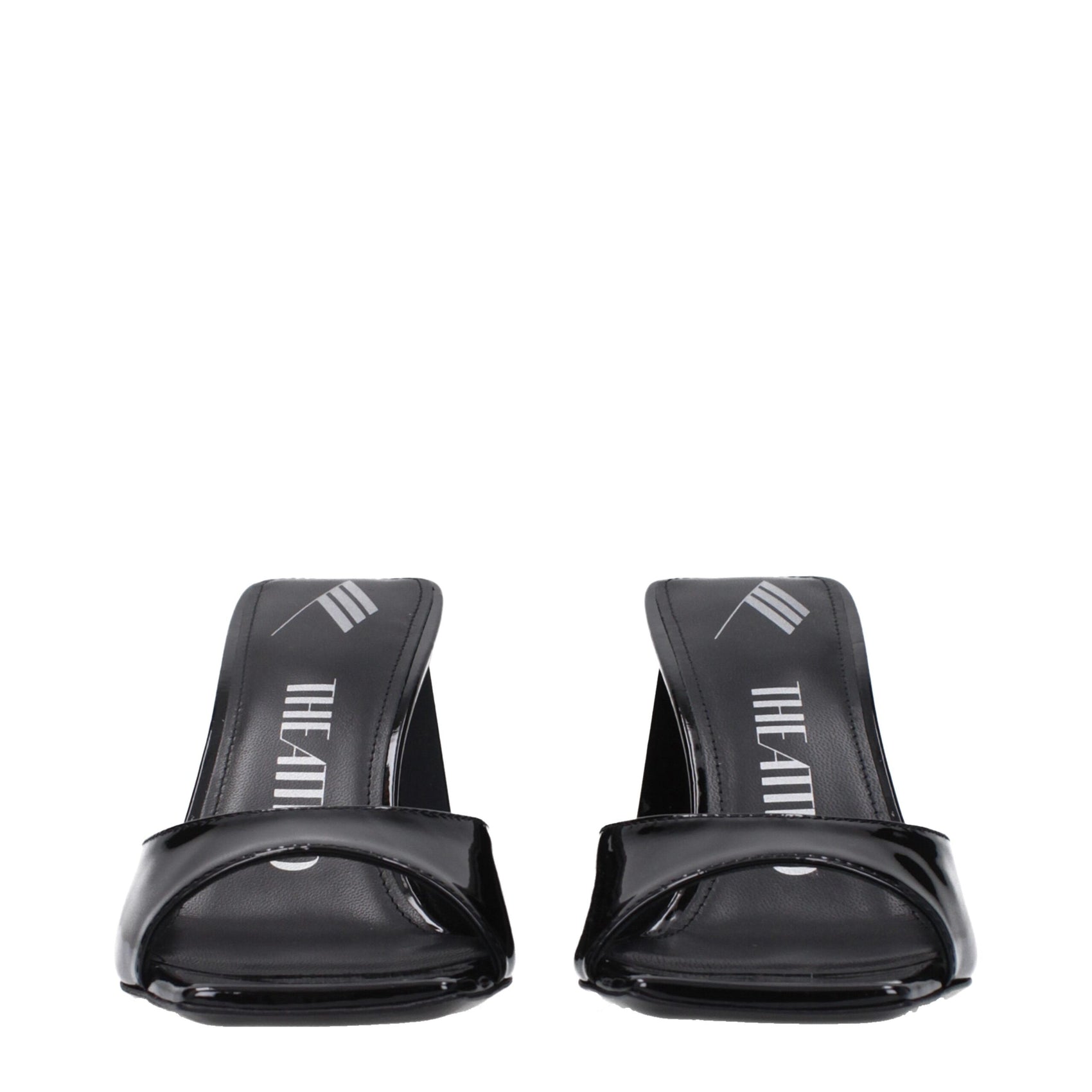 The Attico Black Leather Stiletto Heel Sandals