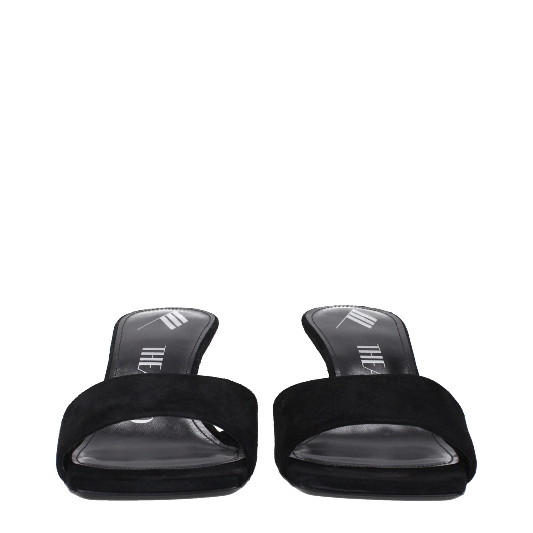 The Attico Black Leather Platform Sandals