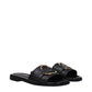 Moncler Black Leather Slippers Sandals