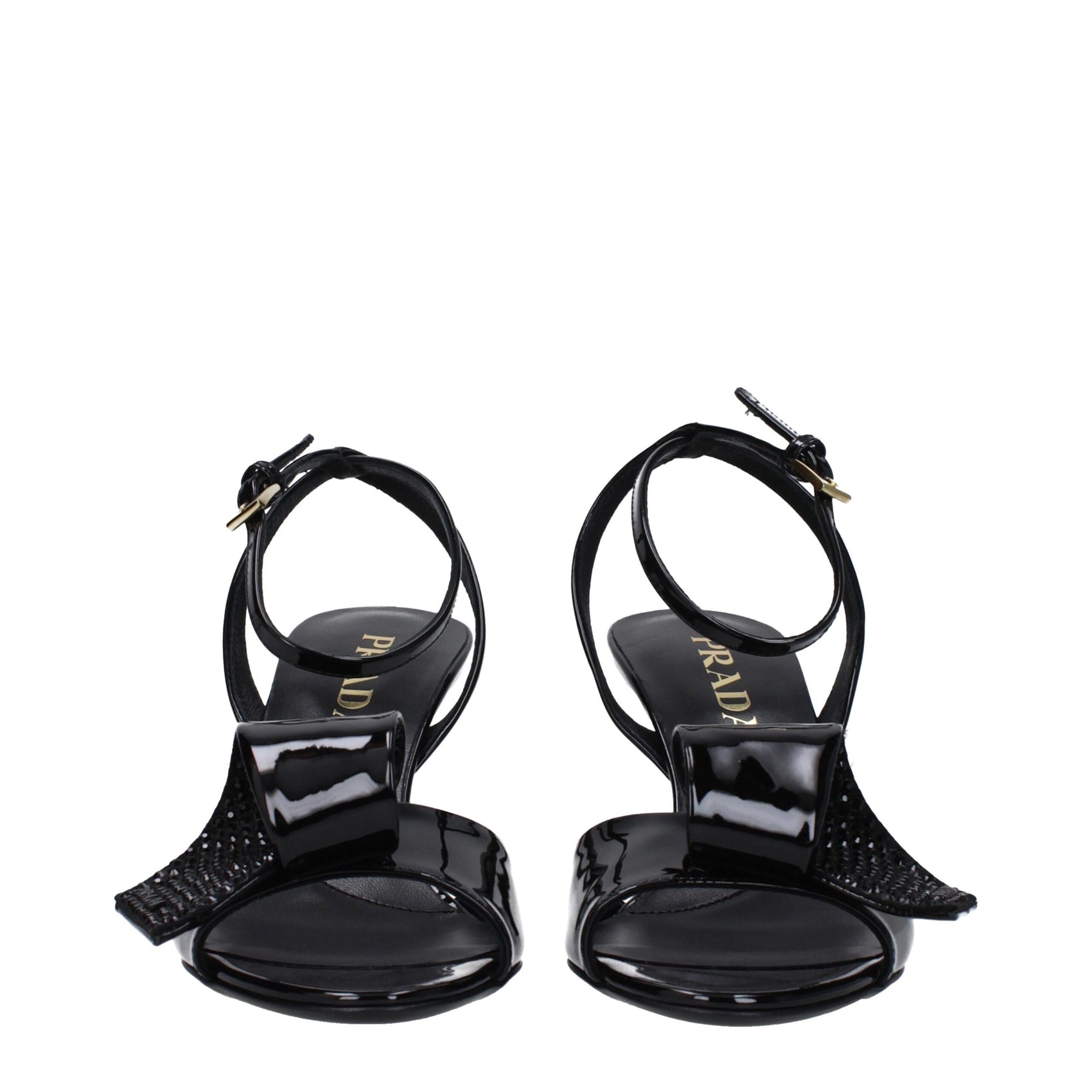 Prada Black Leather Stiletto Heel Sandals
