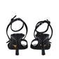 Prada Black Leather Stiletto Heels Sandals