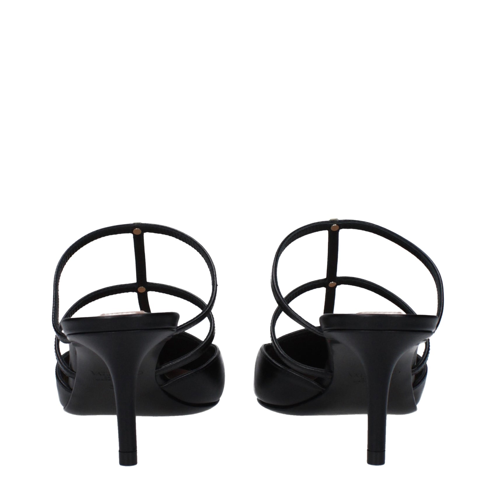 Valentino Garavani Black Leather Flat Sandals