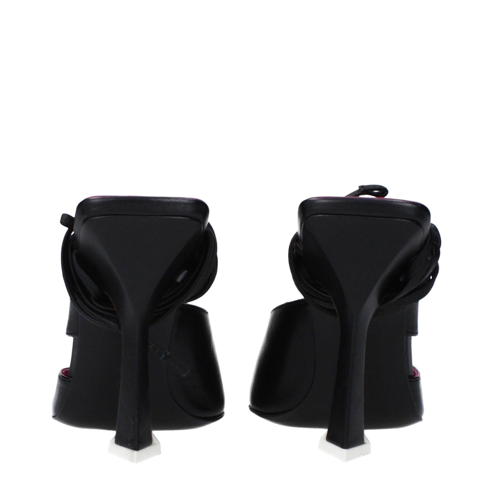 The Attico Black Leather Stiletto Heel Sandals