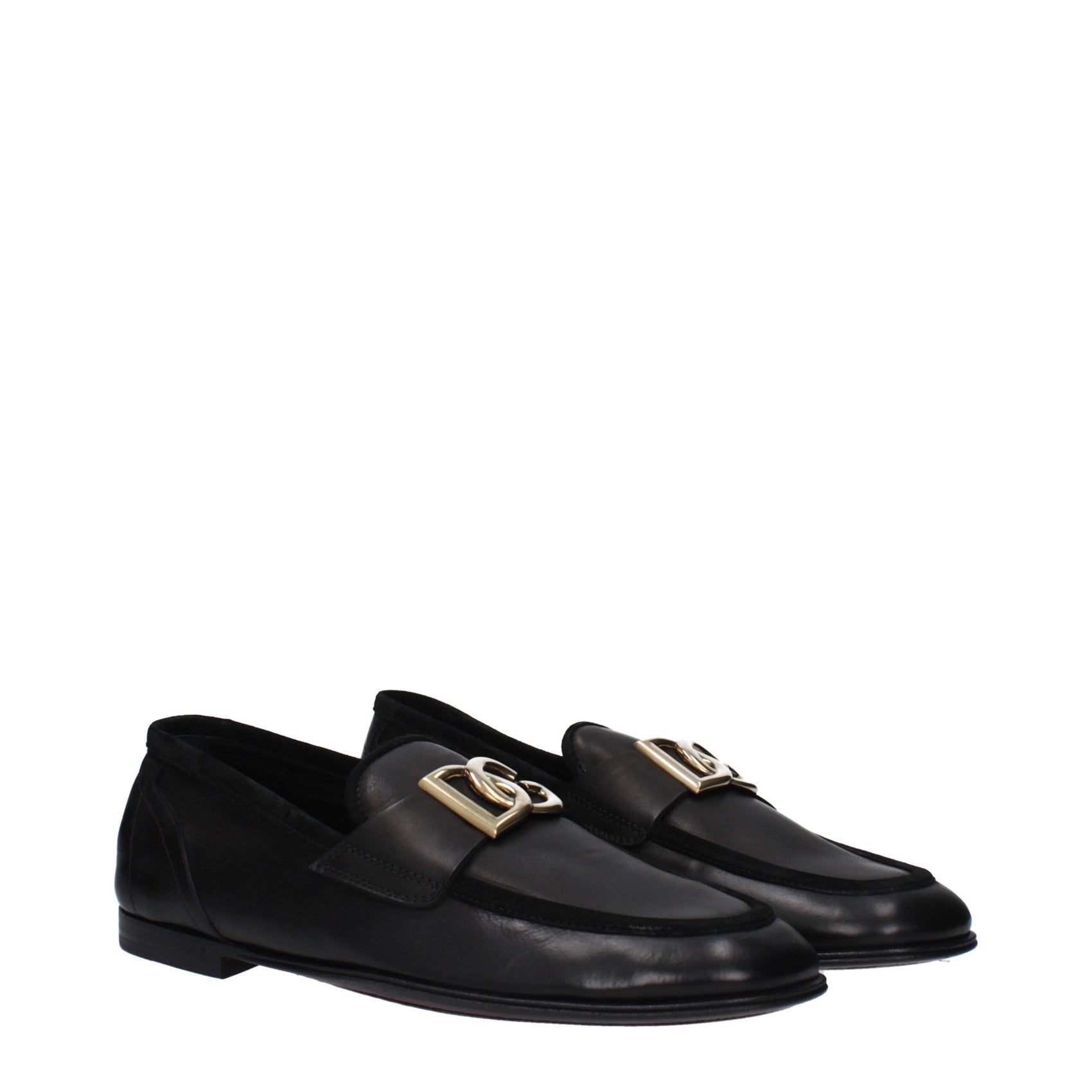 Dolce & Gabbana Black Leather Slip-On Loafers