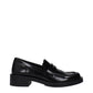 Stuart Weitzman Black Leather Slip-On Loafers